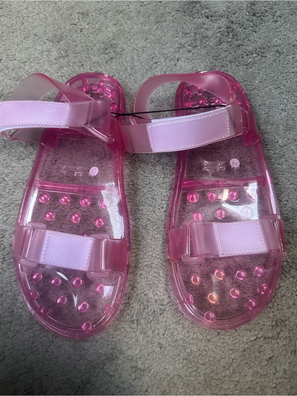 Fashion Nova Transparent Pink Jelly Sandals with Adjustable Straps